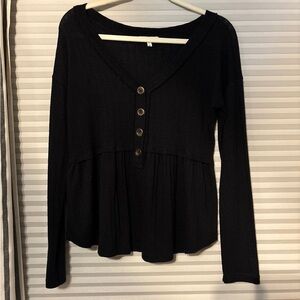 Maurices Black Long Sleeve Buttoned Top